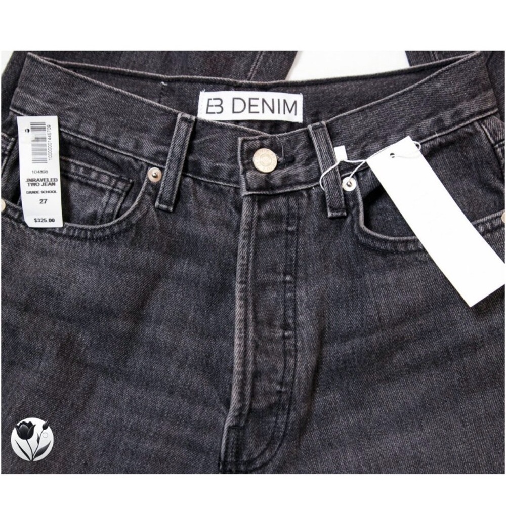 NWT EB Denim Black Two Jean Size 27 Inseam 33 High Rise Straight Made in USA - Picture 5 of 11
